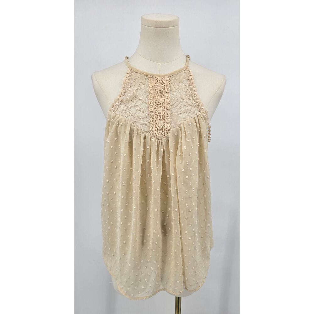 Staccato Cottagecore‎ Romantic Pink Beige Textured Dot Blouse